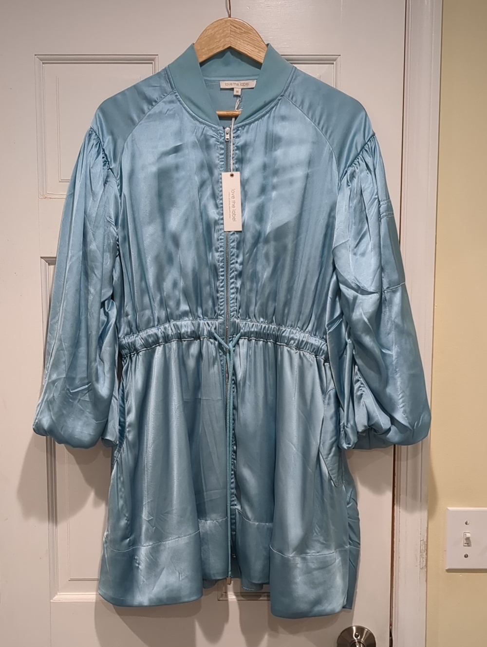 Love the Label For Anthropologie Satin Drawstring Jacket